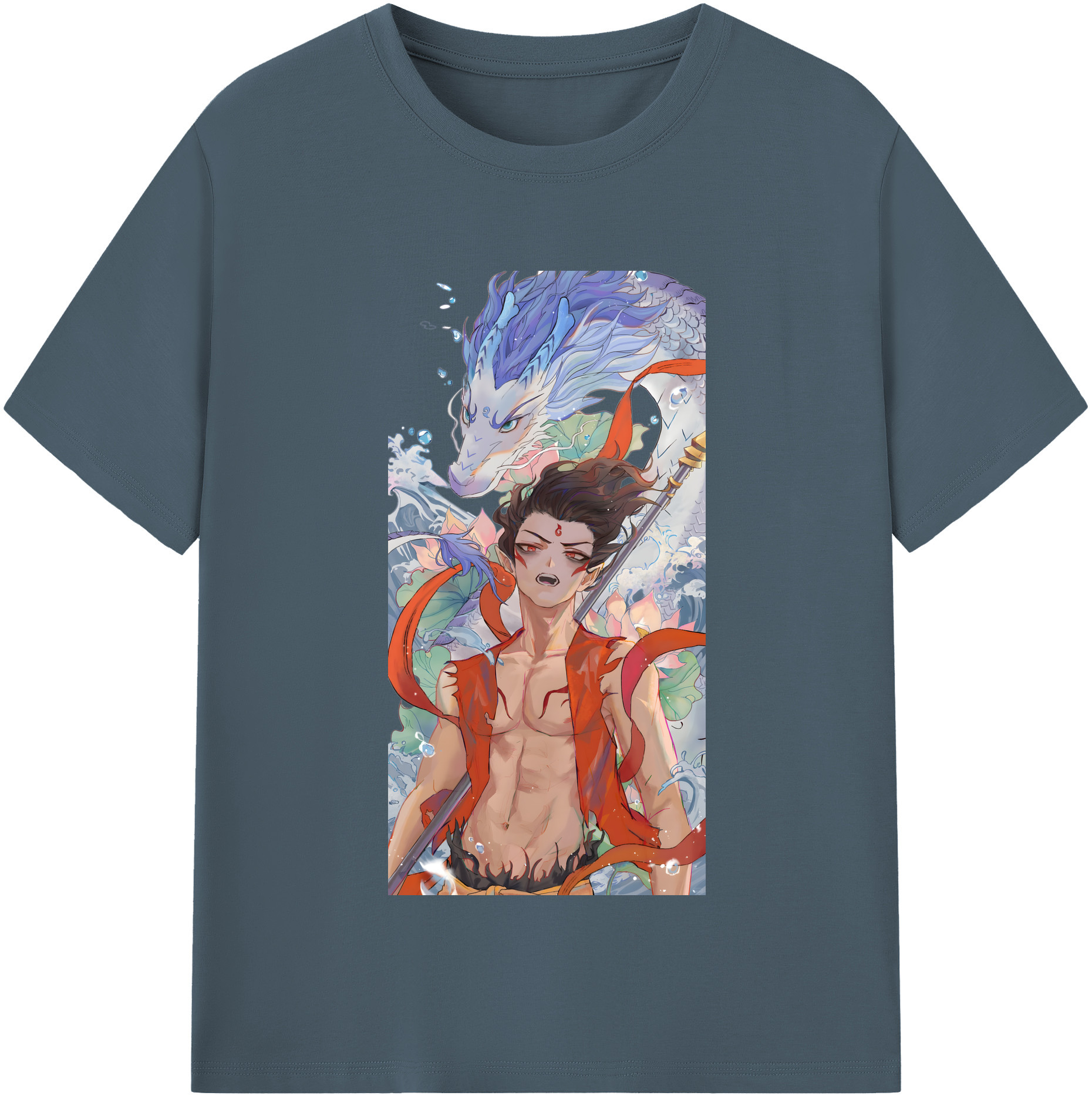 （画像用） Ne Zha 2 ナタ 魔童の大暴れ 綿100％半袖Tシャツ（フロントプリント）
